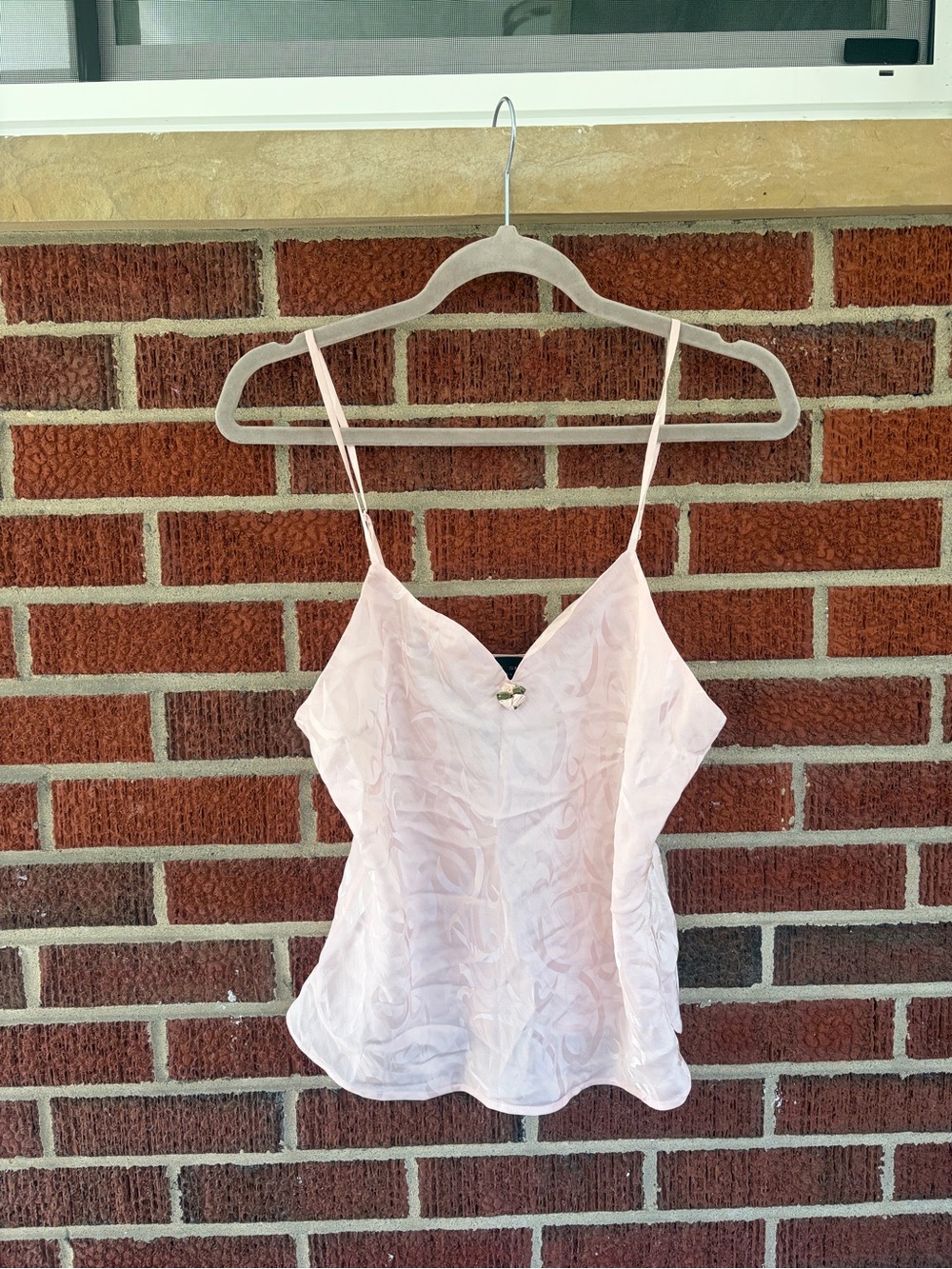 100% Silk august silk Light Pink V-Neck Textured Camisole